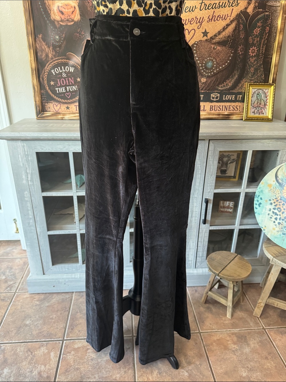 L & B  Lightweight Women's Black Velvet Flares  Sz 14